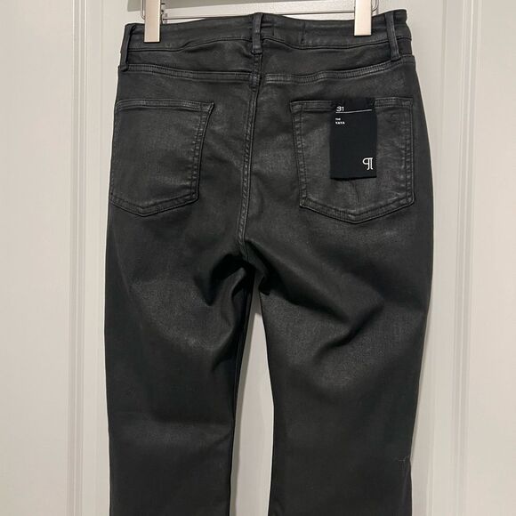 Anthropologie Pilcro Women's Yaya Coated Mid- Rise Crop Flare Jeans Black Sz 31 - Picture 9 of 15